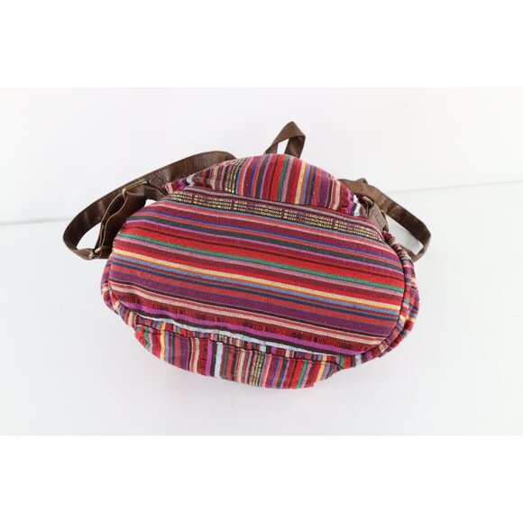 Vtg American Eagle Outfitters Distressed Rainbow Striped Top Loader Backpack Bag main image 7